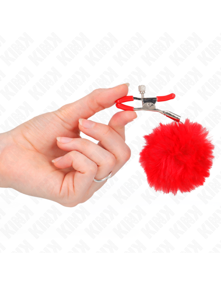 KINK PINZAS PARA PEZONES CON POMPAN ROJO 6 CM