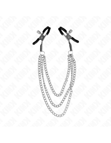 KINK PINZAS PARA PEZONES CON TRIPLE CADENA PLATEADO 20 23 28 CM