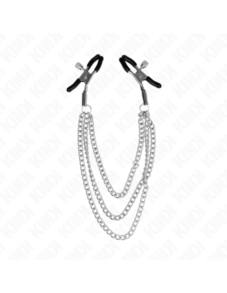KINK PINZAS PARA PEZONES CON TRIPLE CADENA PLATEADO 20 23 28 CM