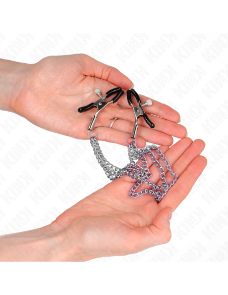 KINK PINZAS PARA PEZONES CON TRIPLE CADENA PLATEADO 20 23 28 CM