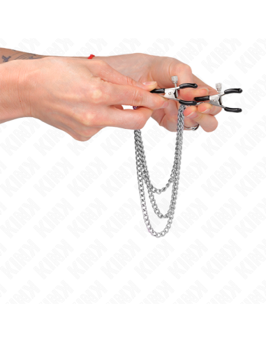 KINK PINZAS PARA PEZONES CON TRIPLE CADENA PLATEADO 20 23 28 CM