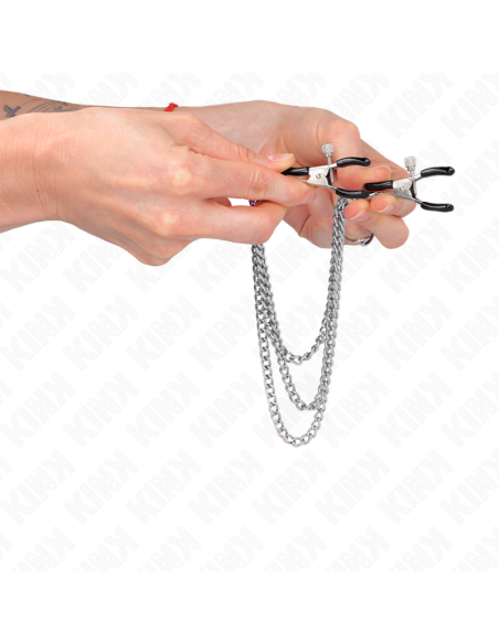 KINK PINZAS PARA PEZONES CON TRIPLE CADENA PLATEADO 20 23 28 CM