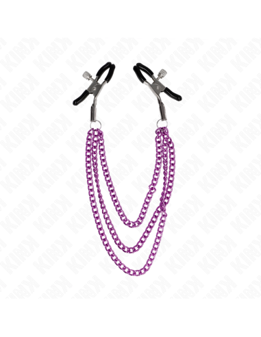 KINK PINZAS PARA PEZONES CON TRIPLE CADENA VIOLETA 20 23 28 CM
