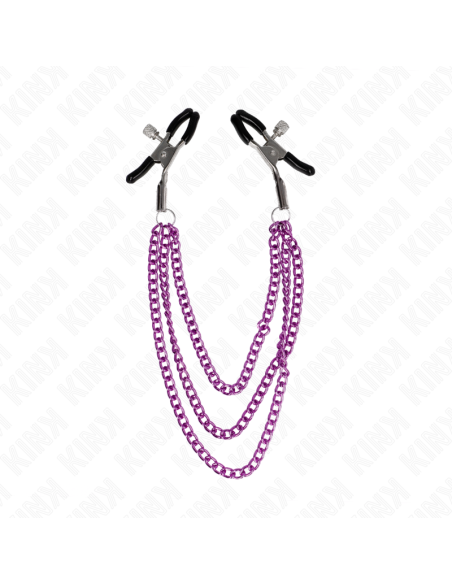 KINK PINZAS PARA PEZONES CON TRIPLE CADENA VIOLETA 20 23 28 CM