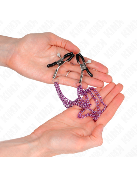 KINK PINZAS PARA PEZONES CON TRIPLE CADENA VIOLETA 20 23 28 CM