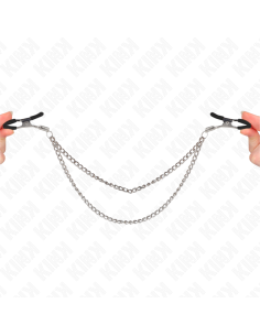 KINK PINZAS PARA PEZONES CON DOBLE CADENA GRUESA PLATEADO 20 23 CM 2