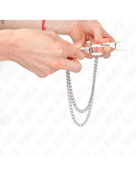 KINK PINZAS PARA PEZONES CON DOBLE CADENA FINA PLATEADO 20 23 CM