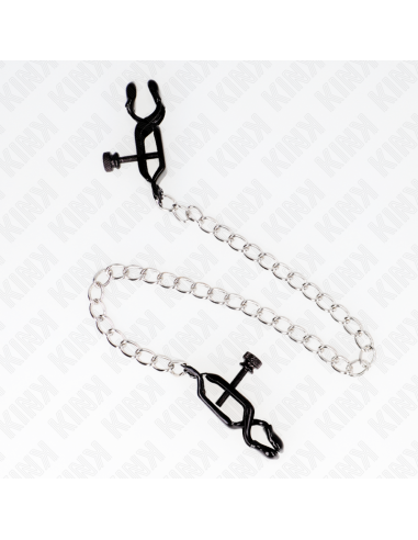 KINK PINZAS PARA PEZONES PLANAS NEGRO CON CADENA PLATEADO 30 CM