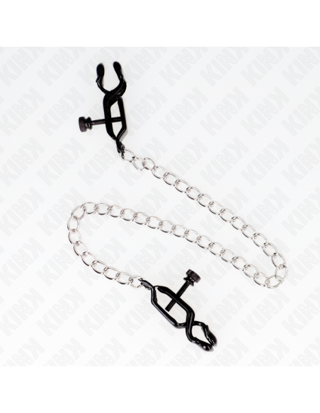 KINK PINZAS PARA PEZONES PLANAS NEGRO CON CADENA PLATEADO 30 CM