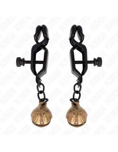 KINK PINZAS PARA PEZONES PLANAS NEGRO CON CASCABEL 7 CM