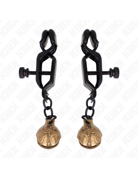 KINK PINZAS PARA PEZONES PLANAS NEGRO CON CASCABEL 7 CM