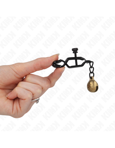 KINK PINZAS PARA PEZONES PLANAS NEGRO CON CASCABEL 7 CM