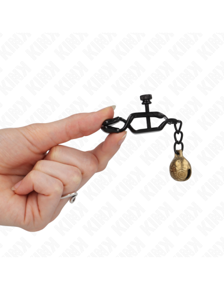 KINK PINZAS PARA PEZONES PLANAS NEGRO CON CASCABEL 7 CM