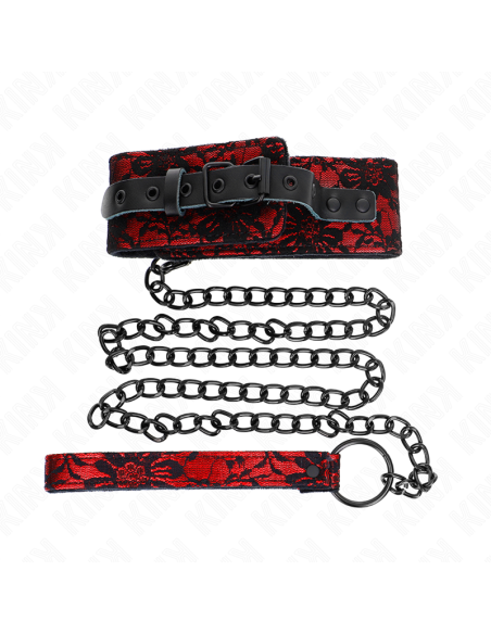 KINK COLLAR CON CORREA 105 CM DE ENCAJE CON CINTURAN DE CUERO REAL 44 X 55 CM