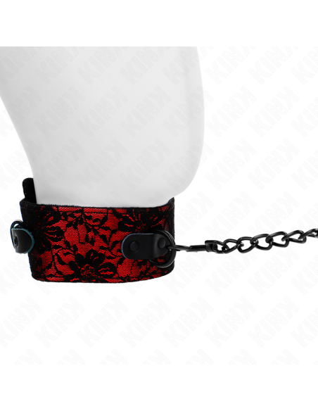 KINK COLLAR CON CORREA 105 CM DE ENCAJE CON CINTURAN DE CUERO REAL 44 X 55 CM