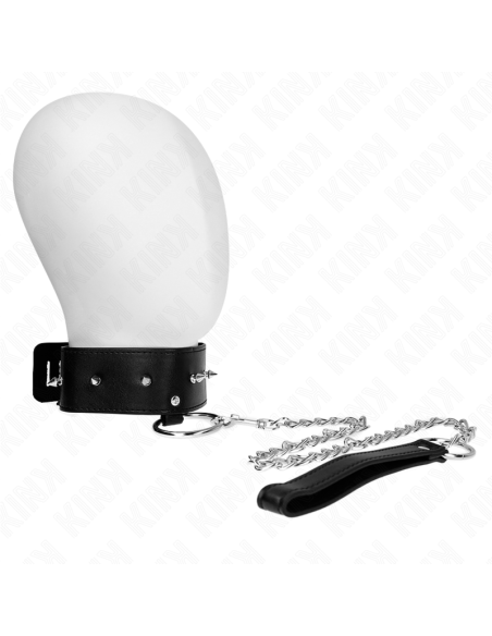 KINK COLLAR CON CORREA 65 CM CON TACHUELAS PLATEADAS MODELO 2 AJUSTABLE 36 43 CM X 5 CM