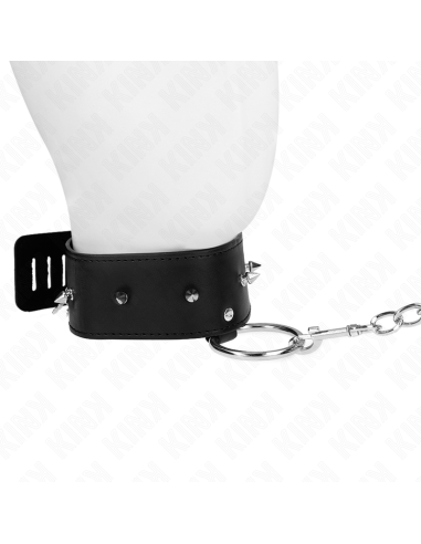 KINK COLLAR CON CORREA 65 CM CON TACHUELAS PLATEADAS MODELO 2 AJUSTABLE 36 43 CM X 5 CM
