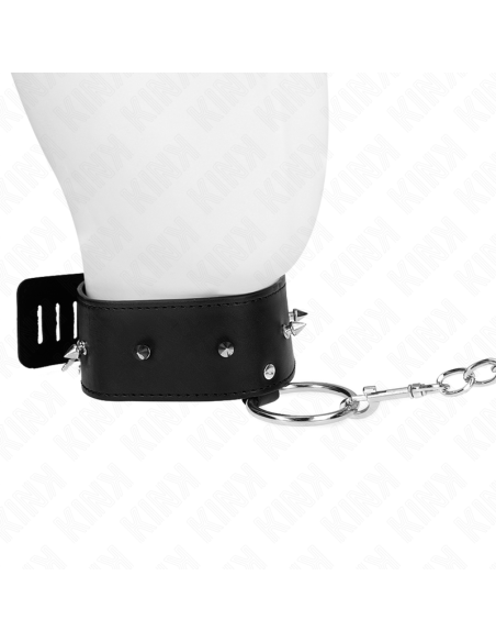 KINK COLLAR CON CORREA 65 CM CON TACHUELAS PLATEADAS MODELO 2 AJUSTABLE 36 43 CM X 5 CM