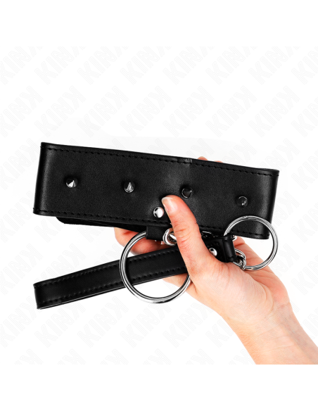 KINK COLLAR CON CORREA 65 CM CON TACHUELAS PLATEADAS MODELO 2 AJUSTABLE 36 43 CM X 5 CM