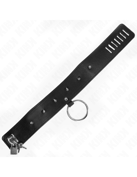 KINK COLLAR CON CORREA 65 CM CON TACHUELAS PLATEADAS MODELO 2 AJUSTABLE 36 43 CM X 5 CM