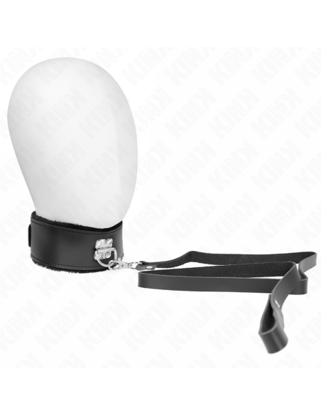 KINK COLLAR CON CORREA 116 CM DE PIEL NEGRO AJUSTABLE 40 48 CM X 6 CM
