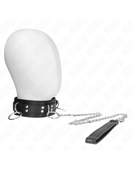 KINK COLLAR CON CORREA 80 CM ESCLAVITUD 3 ANILLOS 53 X 5 CM