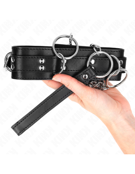 KINK COLLAR CON CORREA 80 CM ESCLAVITUD 3 ANILLOS 53 X 5 CM