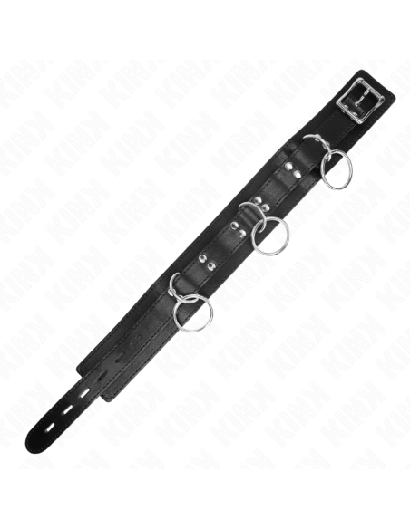 KINK COLLAR CON CORREA 80 CM ESCLAVITUD 3 ANILLOS 53 X 5 CM