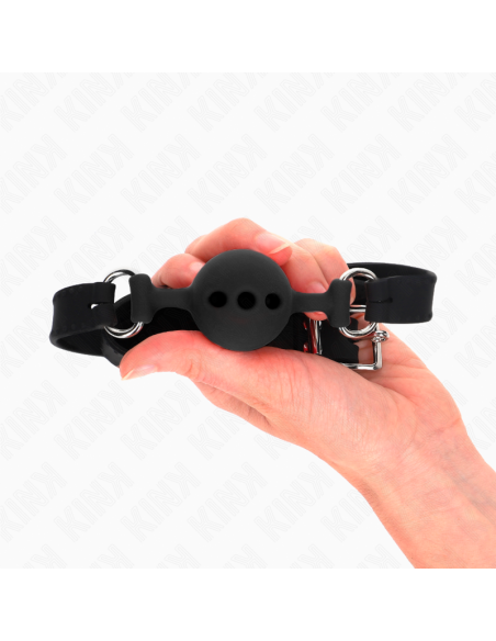 KINK MORDAZA 55 x 2 CM DE BOLA 4 CM DE SILICONA COMPLETA TALLA S NEGRO AJUSTABLE 35 51 CM