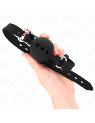 KINK MORDAZA 55 x 2 CM DE BOLA 45 CM DE SILICONA COMPLETA TALLA M NEGRO AJUSTABLE 35 51 CM
