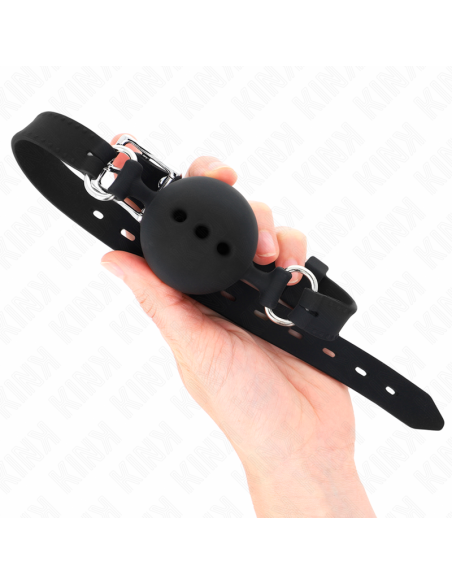 KINK MORDAZA 55 x 2 CM DE BOLA 45 CM DE SILICONA COMPLETA TALLA M NEGRO AJUSTABLE 35 51 CM