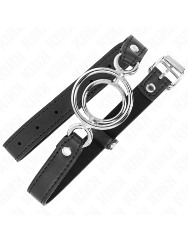 KINK MORDAZA CON MALTIPLES JUNTAS TARICAS 5 CM NEGRO 63 X 25 CM