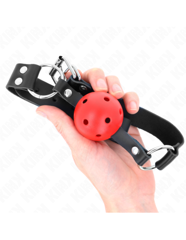 KINK MORDAZA DE BOLA 4 CM TRANSPIRABLE CON DOBLE REMACHE ROJO 62 x 25 CM AJUSTABLE 42 58 CM