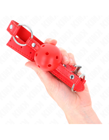 KINK MORDAZA DE BOLA 4 CM TRANSPIRABLE CON DOBLE REMACHE MODELO 1 ROJO 62 x 25 CM AJUSTABLE 42 58 CM