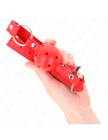 KINK MORDAZA DE BOLA 4 CM TRANSPIRABLE CON DOBLE REMACHE MODELO 1 ROJO 62 x 25 CM AJUSTABLE 42 58 CM