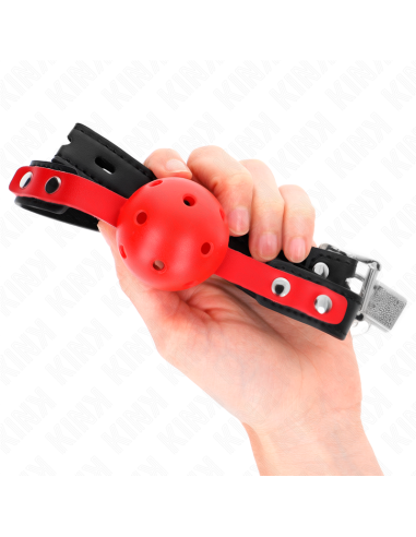 KINK MORDAZA DE BOLA 4 CM DURA HUECA ROJO CORREA NEGRA 60 x 2 CM AJUSTABLE 37 52 CM
