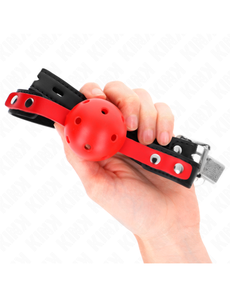 KINK MORDAZA DE BOLA 4 CM DURA HUECA ROJO CORREA NEGRA 60 x 2 CM AJUSTABLE 37 52 CM