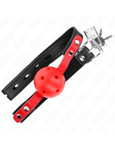 KINK MORDAZA DE BOLA 4 CM DURA HUECA ROJO CORREA NEGRA 60 x 2 CM AJUSTABLE 37 52 CM