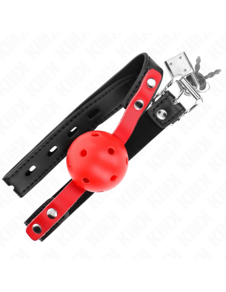 KINK MORDAZA DE BOLA 4 CM DURA HUECA ROJO CORREA NEGRA 60 x 2 CM AJUSTABLE 37 52 CM