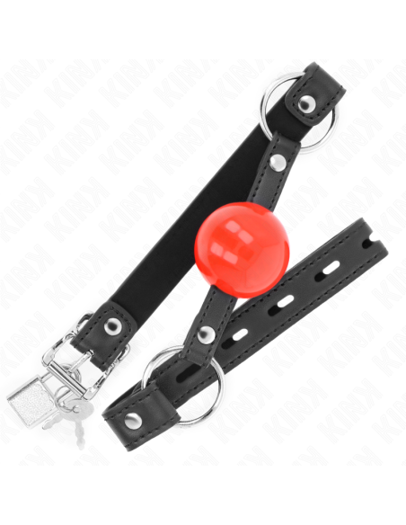 KINK MORDAZA DE BOLA 4 CM CON CANDADO BOLA ROJA CORREA NEGRA 60 x 2 CM