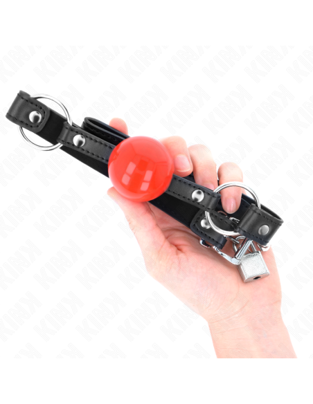 KINK MORDAZA DE BOLA 4 CM CON CANDADO BOLA ROJA CORREA NEGRA 60 x 2 CM