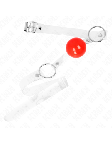 KINK MORDAZA DE BOLA ROJA DE PVC TRANSPARENTE AJUSTABLE