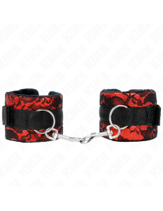 KINK MUAEQUERAS CORTAS DE ENCAJE TERCIOPELO Y UNIAN DE NYLON ROJO NEGRO 23 X 65 CM