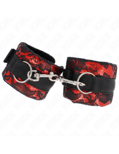 KINK MUAEQUERAS CORTAS DE ENCAJE TERCIOPELO Y UNIAN DE NYLON ROJO NEGRO 23 X 65 CM 2