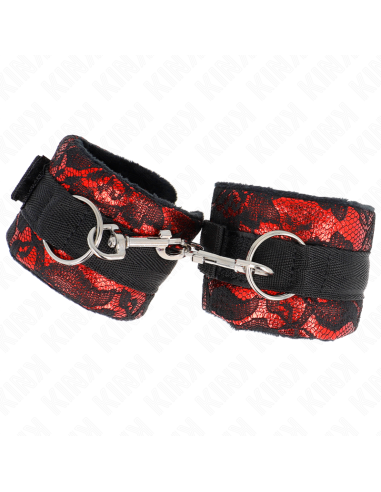 KINK MUAEQUERAS CORTAS DE ENCAJE TERCIOPELO Y UNIAN DE NYLON ROJO NEGRO 23 X 65 CM