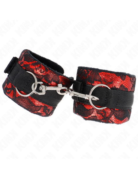 KINK MUAEQUERAS CORTAS DE ENCAJE TERCIOPELO Y UNIAN DE NYLON ROJO NEGRO 23 X 65 CM