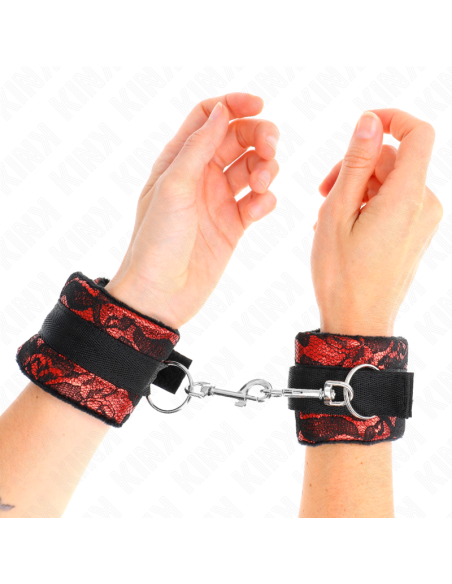 KINK MUAEQUERAS CORTAS DE ENCAJE TERCIOPELO Y UNIAN DE NYLON ROJO NEGRO 23 X 65 CM