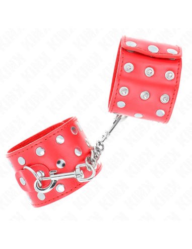 KINK MUAEQUERAS CON CIERRE A PRESIAN LLENO DE TACHUELAS AJUSTABLE ROJO 19 24 CM X 55 CM