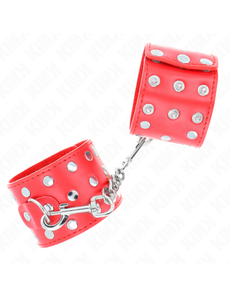 KINK MUAEQUERAS CON CIERRE A PRESIAN LLENO DE TACHUELAS AJUSTABLE ROJO 19 24 CM X 55 CM
