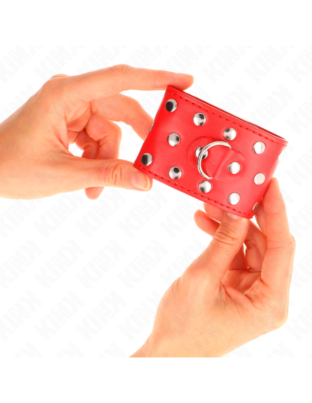 KINK MUAEQUERAS CON CIERRE A PRESIAN LLENO DE TACHUELAS AJUSTABLE ROJO 19 24 CM X 55 CM